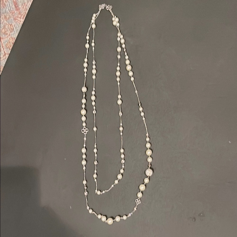 Double Layer Pearl and Embellished Necklace